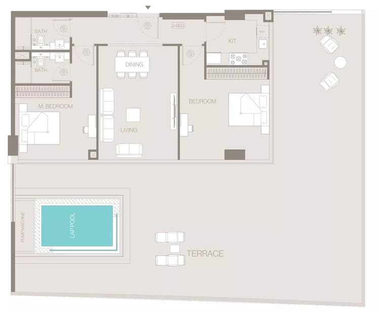 2 Bedrooms Bedroom Floor Plan